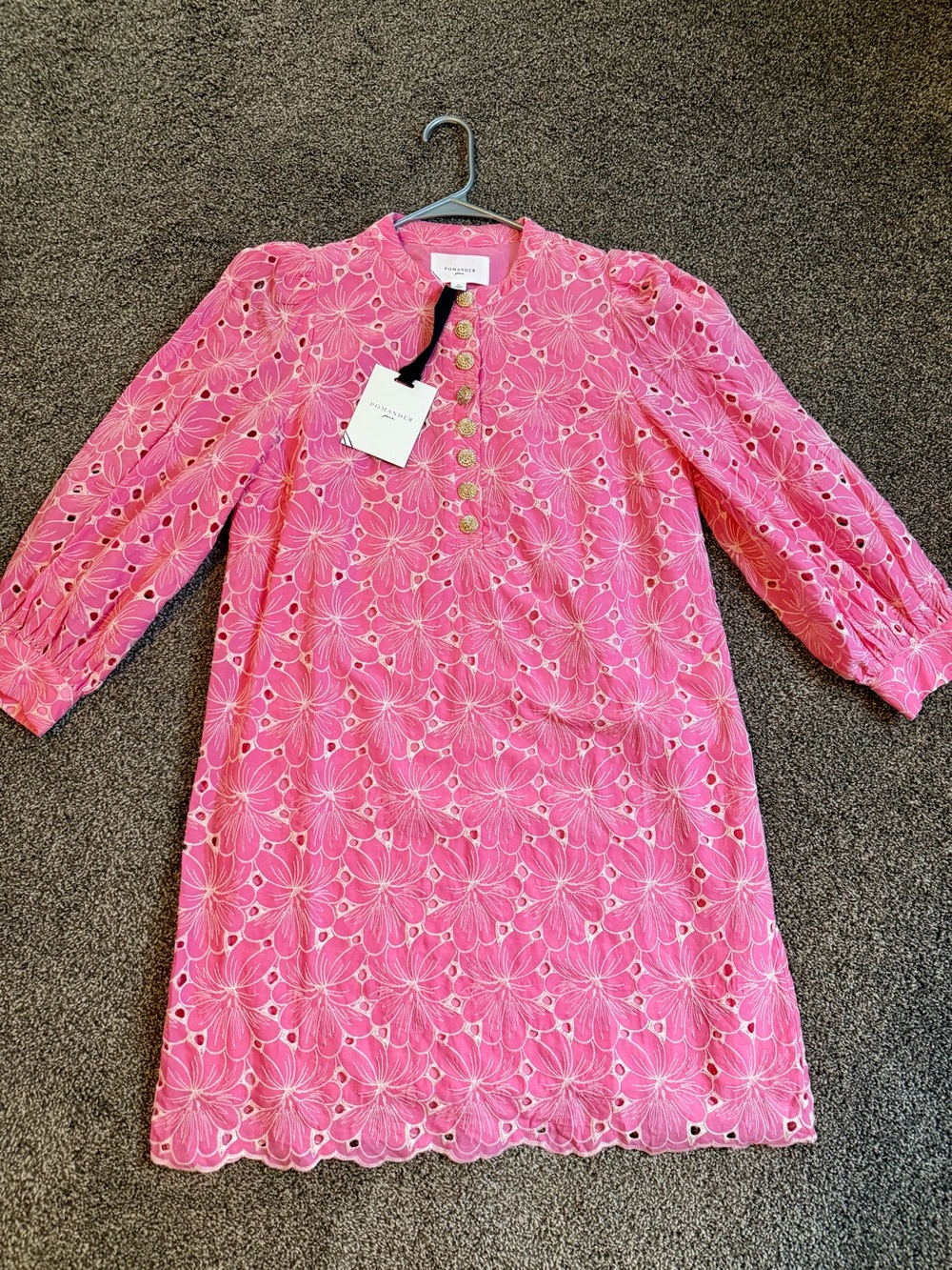 Tuckernuck Pink Eyelet Floral Mini Dress